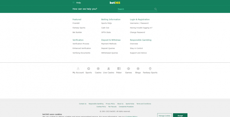 Казино Bet365 (Bet365) - обратиться в поддержку